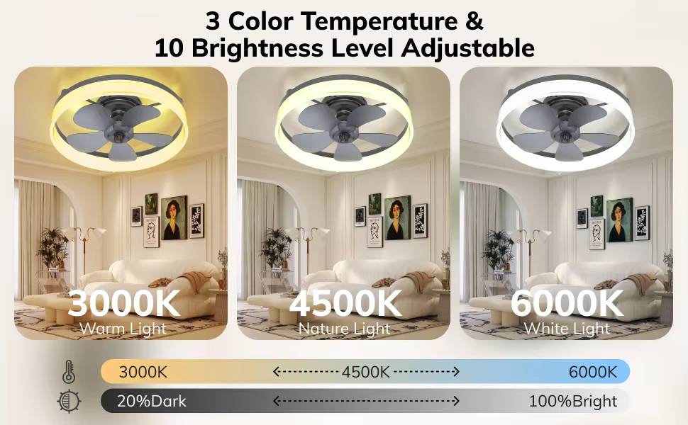 Wholesale factory Modern Dimmable Led Fan Ceiling Light Led Remote Control