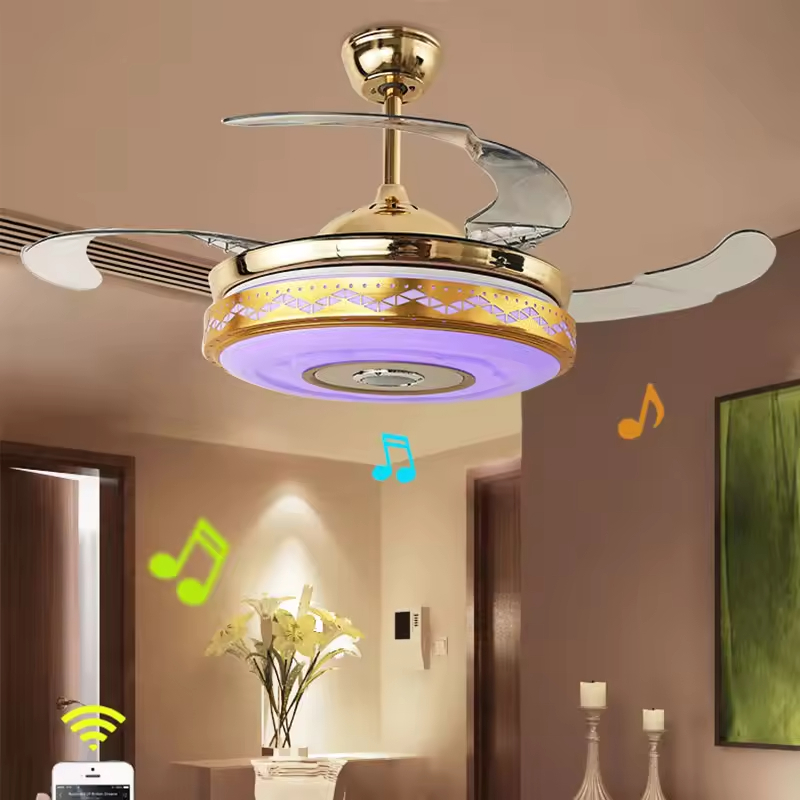 Manufactory China OEM Invisible Blade Living Room Decorative Enclosed Ceiling Fans Light Lamp