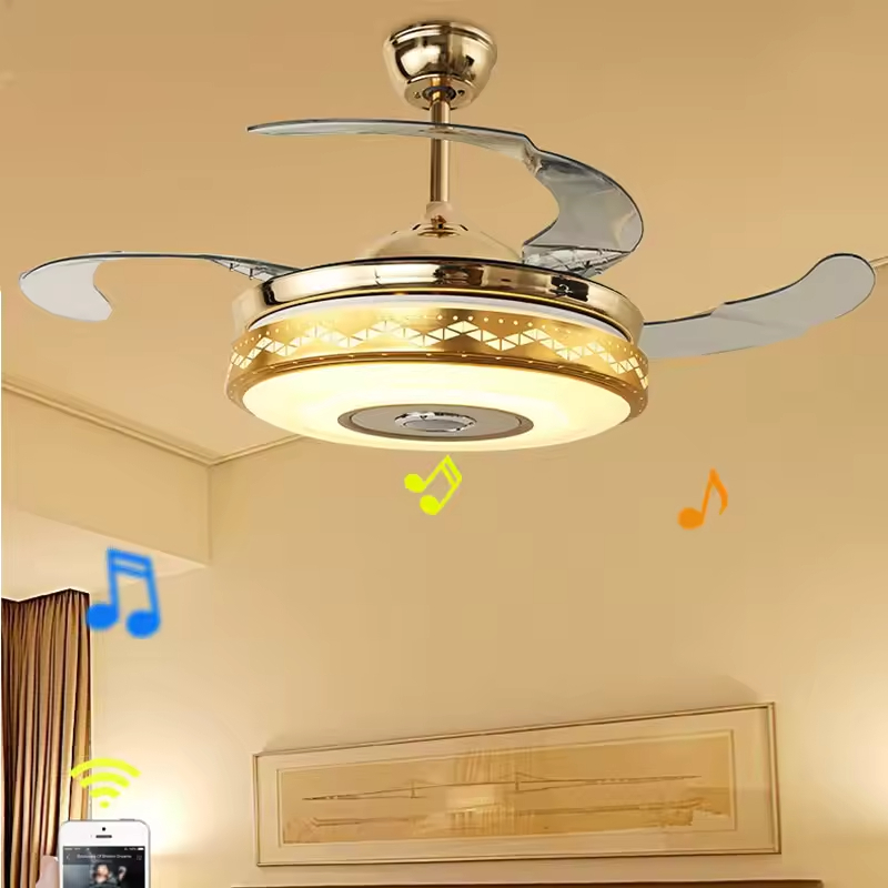 Manufactory China OEM Invisible Blade Living Room Decorative Enclosed Ceiling Fans Light Lamp