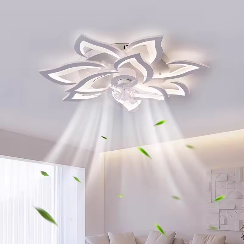 Wholesale factory Intelligent Lighting, Modern Indoor Surface Mounted Flower Lights, Kitchen Bedroom Living Room LED Ceiling Fan Lights