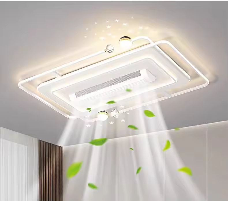 Wholesale factory Modern LED Silent Fan Lights Remote Control Three-Color Strong Wind Anti-Flicker No Blades Living Room Bedroom Dining Room Fan Lamp