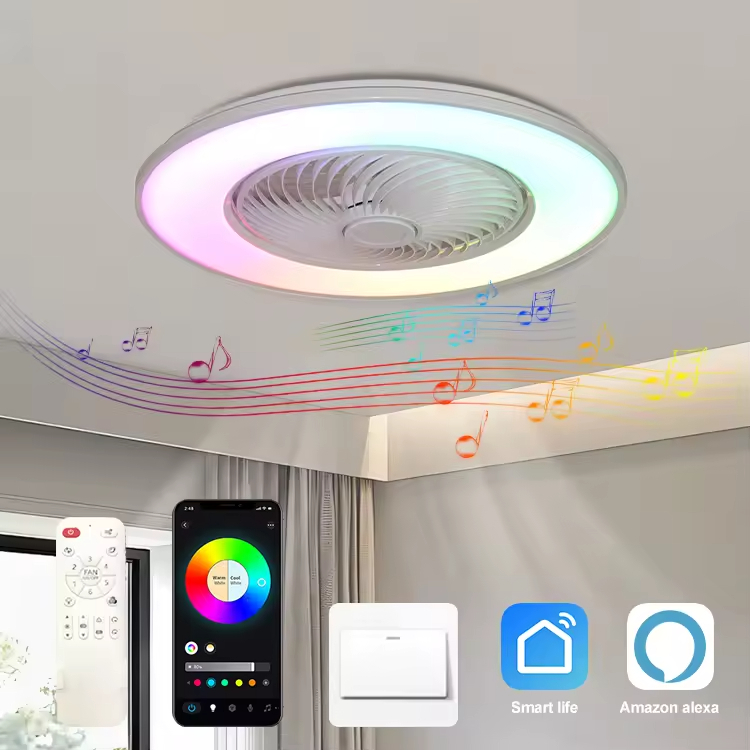 Wholesale factory Luxurious 48W RGB LED Ceiling Fan Smart Light Modern Remote App Wi-Fi / Music Control Modern Ceiling Fan LED