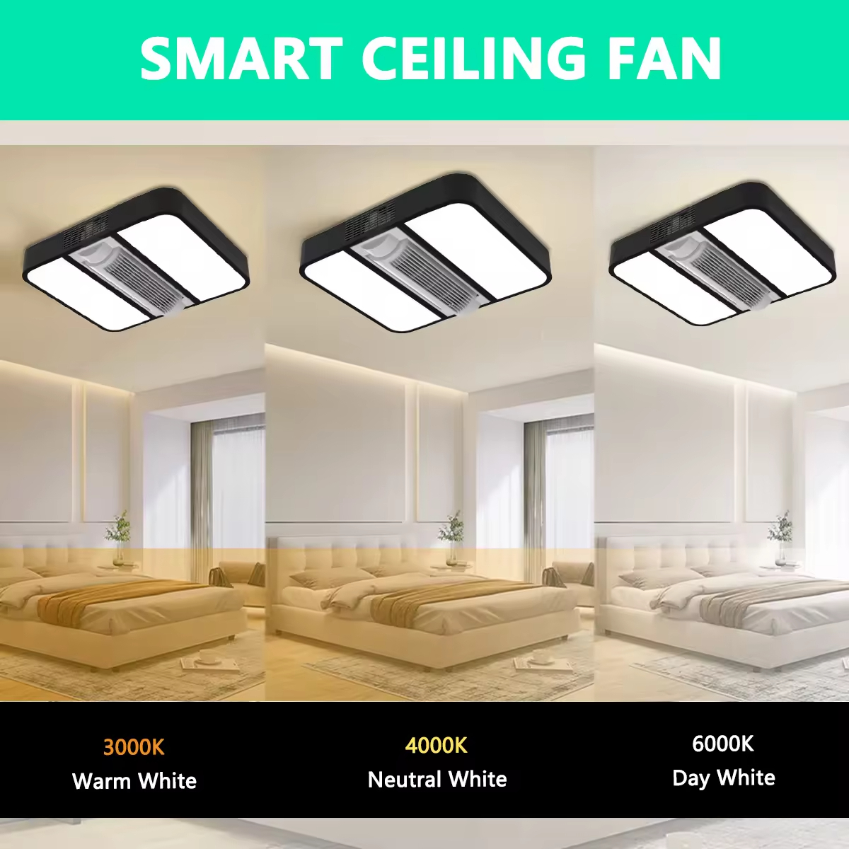 Wholesale factory Luxury Decorate Room or Hotel Ceiling Fan Light Recessed Smart LED Ceiling Fan Lamp With Remote Control