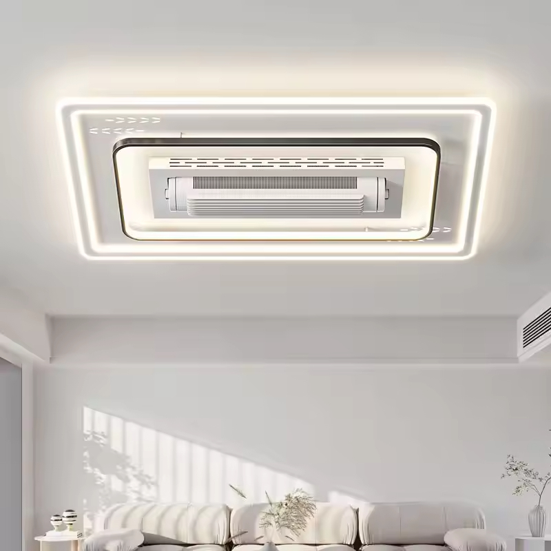 Wholesale   Modern Bladeless LED Lighting Iron Body Air Conditioner for Living Room & Bedroom High-Silent AC Motor Remote Control Switch