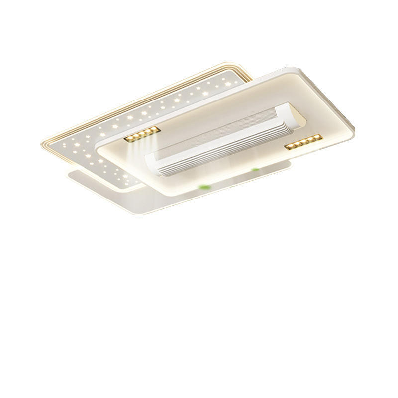 Wholesale factory English Voice Control LED Ceiling Fan Light Living Room Leafless Bedroom Soft Wind Invisible Fan Light Mute Eye