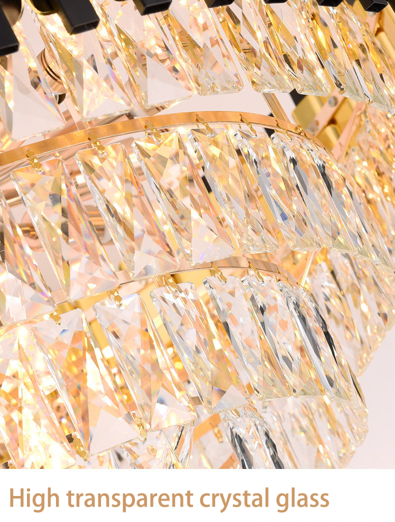 wholesale   Nordic Modern Dc Remote Control Glod Retractable Invisible Round K9 Crystal Chandelier Led Ceiling Fan With Light