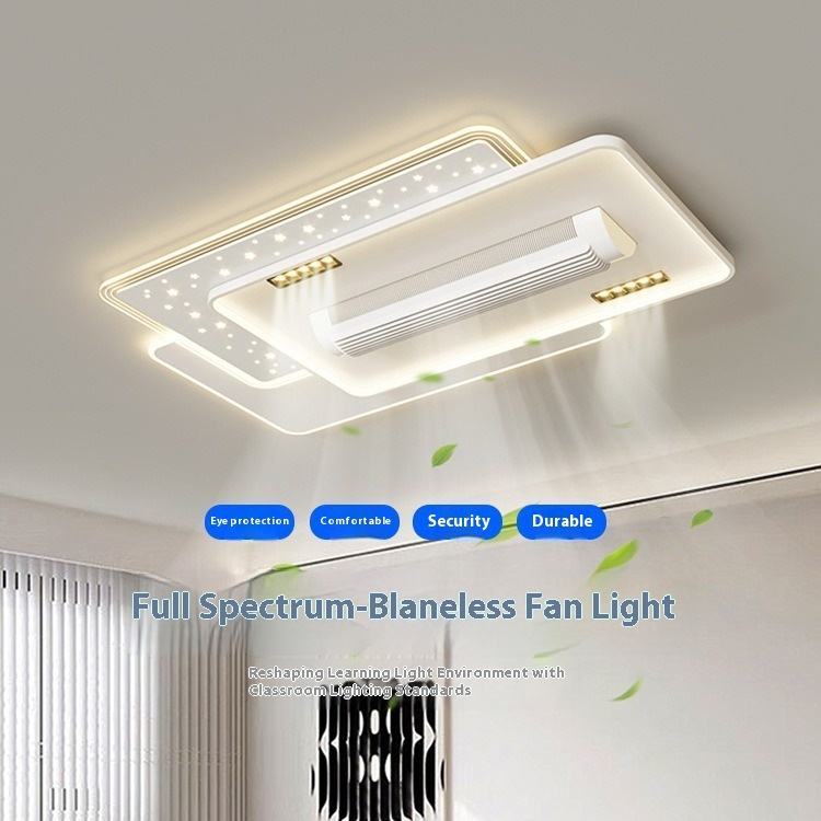 Wholesale   English Voice Control LED Ceiling Fan Light Living Room Leafless Bedroom Soft Wind Invisible Fan Light Mute Eye