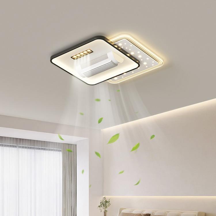 Wholesale   English Voice Control LED Ceiling Fan Light Living Room Leafless Bedroom Soft Wind Invisible Fan Light Mute Eye