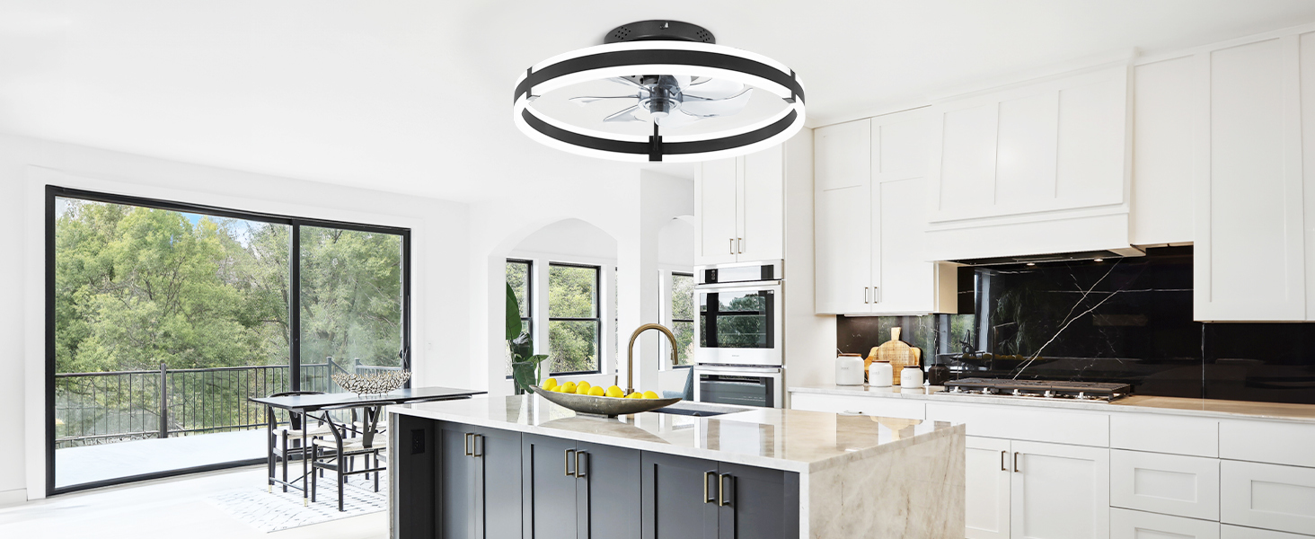 Wholesale  Remote Modern Flush Mount Led Fan Light Fandelier Ceiling Fans for Bedroom