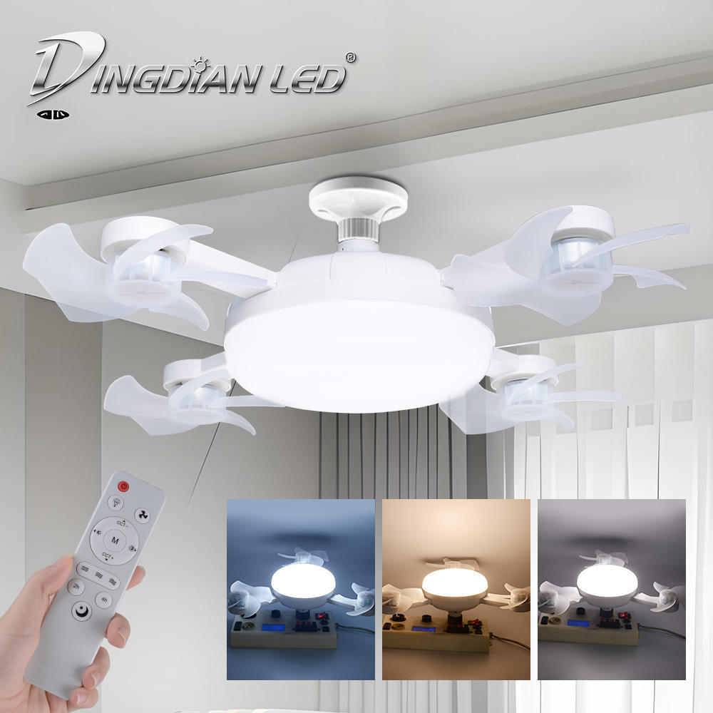 Wholesale   4 Heads Fan LED Light Drone-Shaped Remote Control Indoor Bedroom AC 85-265V Ceiling Fan Lamp