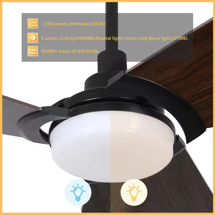 52 Inch Ceiling Fan With Light For Dining Room Lighting Decoration Led Ceiling Fan Light