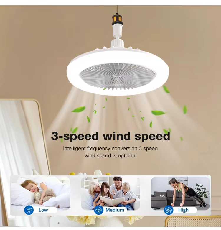 wholesale  New Product Remote Control 3 Gear Wind Speeds E27 Base 6Inch Small LED Ceiling Fans Lights