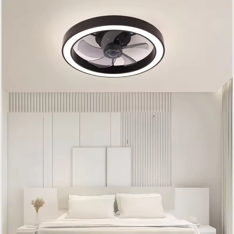 wholesale 20 Inch Fan Light Deluxe Black and White Model Simple Dimmable 5 Blade Ceiling Fan Light Remote Control