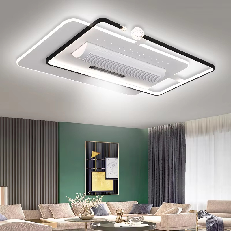 Hotel Bedroom Living Room Decorative Recessed Smart Bladeless LED Ceiling Fan With Light and Remote