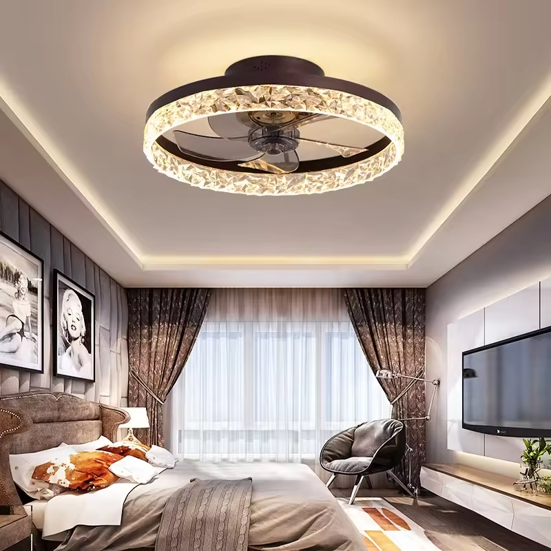 wholesale   Modern Home Intelligent Remote Control Ceiling Fan with Lamp Dimming Fan Lights for Home Living Room Bedroom LED Fan Light