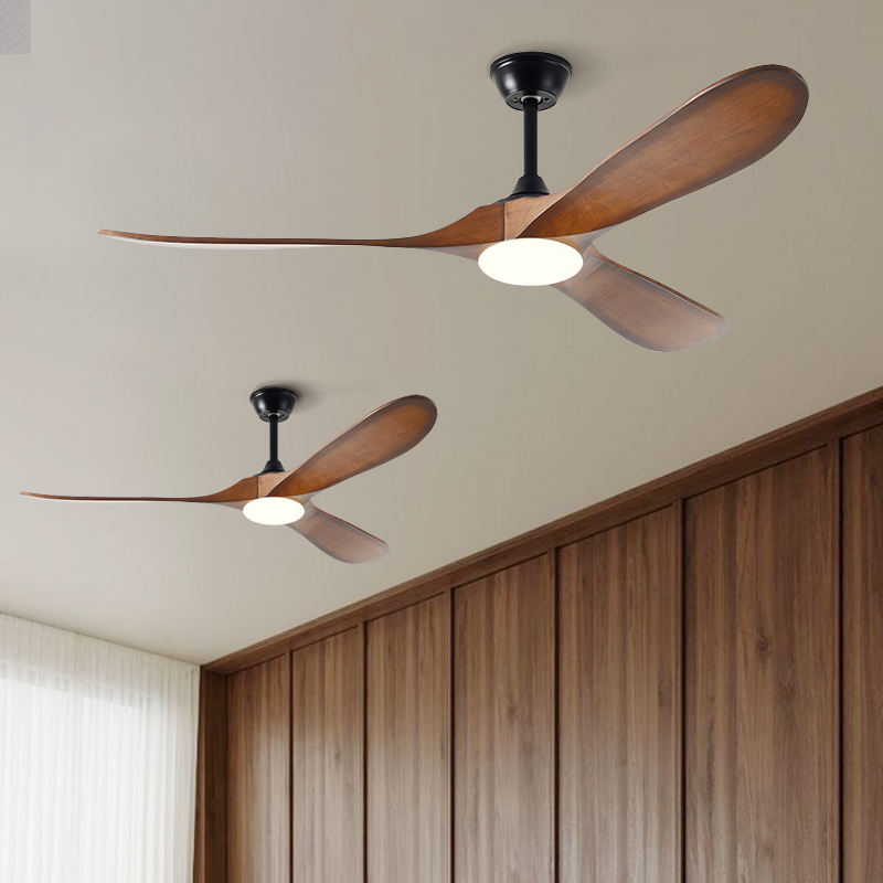 Factory New Style Nordic Luxury 52 Inch Solid Wooden 3 Blade Modern Dc Motor Mute Ceiling Fan Light Large Ceiling Fan