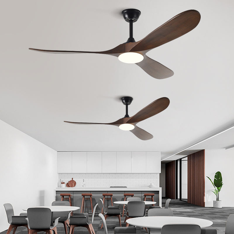 Factory New Style Nordic Luxury 52 Inch Solid Wooden 3 Blade Modern Dc Motor Mute Ceiling Fan Light Large Ceiling Fan