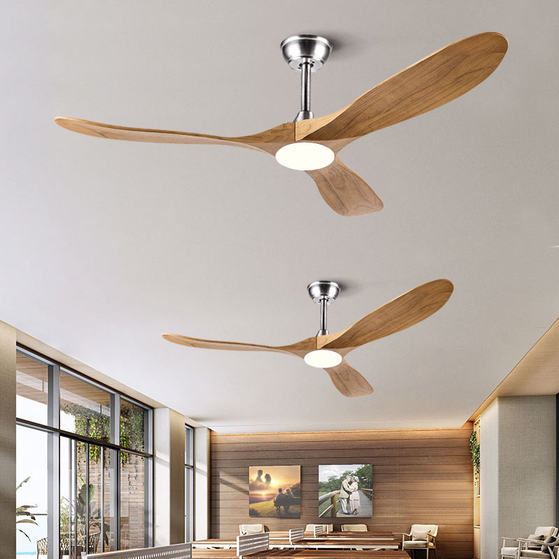 Factory New Style Nordic Luxury 52 Inch Solid Wooden 3 Blade Modern Dc Motor Mute Ceiling Fan Light Large Ceiling Fan