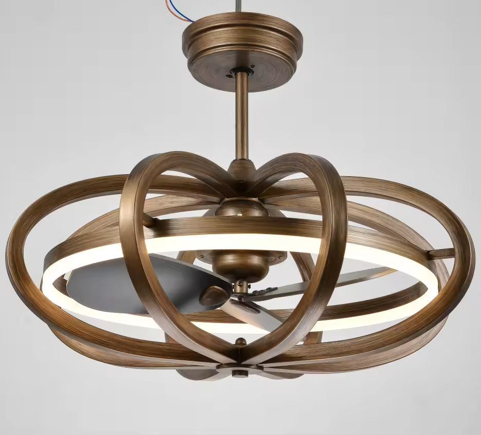 Retro Industry Ceiling Fan Light Modern LED Ceiling Fan With Light Remote Control Fan Lamp