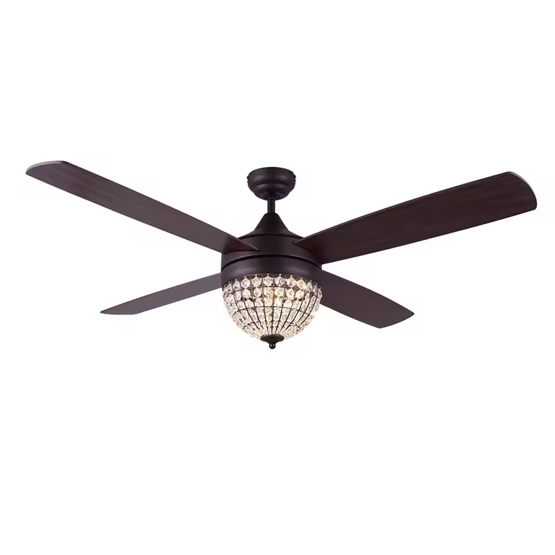 52 Inch Fancy Modern Air Cooling Fan Crystal Lamp Fan ORB Ceiling Fan Light With 4 Plywood Blades Include Remote Control