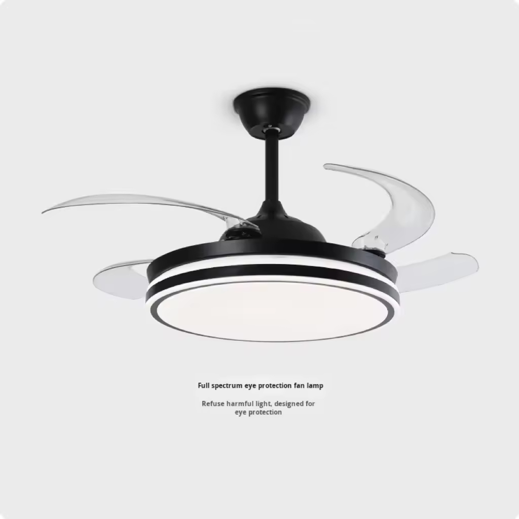 Popular 48inch High Wind Power Silent LED Ceiling Fan Light Variable Frequency Invisible Fan Light For Restaurant