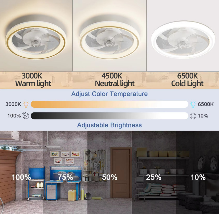 Factory Remote APP Control Smart Low Profile Ceiling Fan Light Flush Mount LED Ceiling Light 6 Wind Speeds