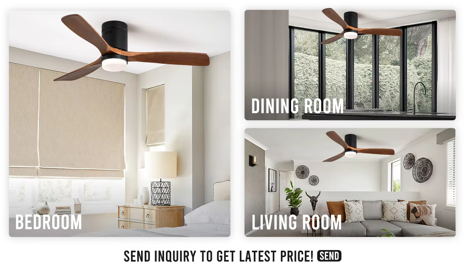 wholesale, manufacturer, factory     Model 657 Modern Design Best Sell 3 Solid Wood Blades 42 52 Inches Ceiling Fan with Light