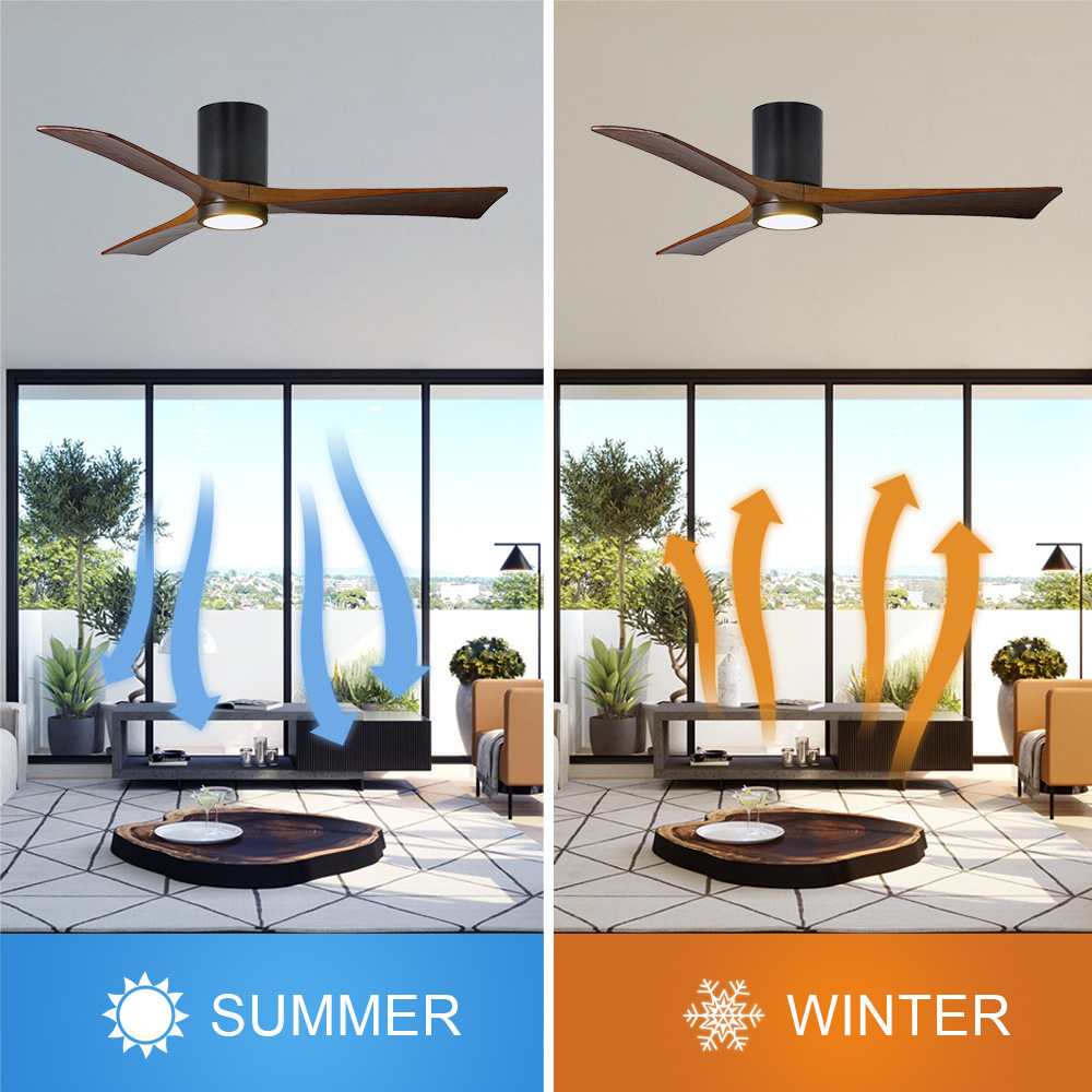 LED Ceiling Fan Lights factory - HFBH Model 657 Modern Design 3 Solid Wood Blades 42 52 Inches Ceiling Fan with Light