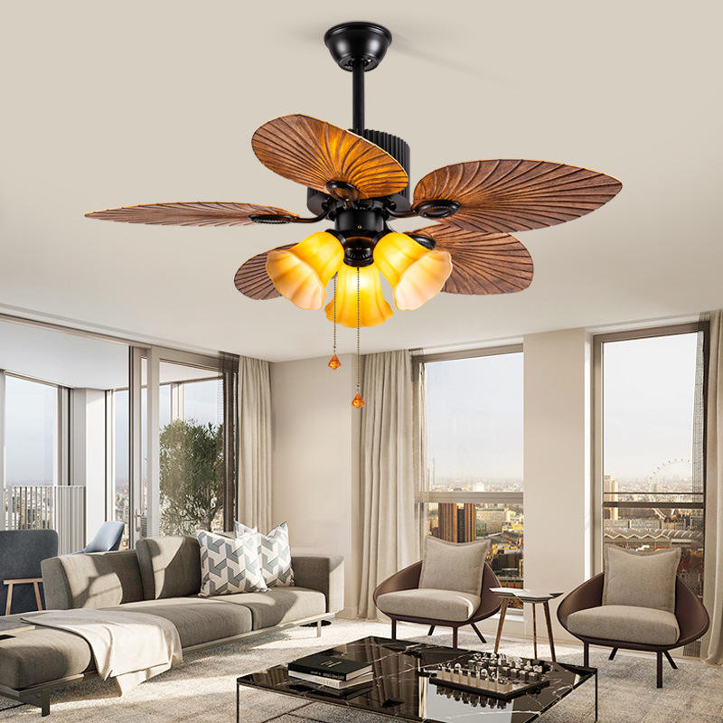 American Style Vintage Decorative Fan Ceiling Winding Powered Ceiling Fan With Light