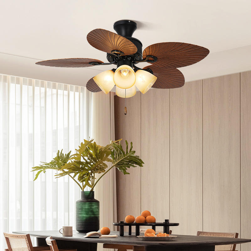 American Style Vintage Decorative Fan Ceiling Winding Powered Ceiling Fan With Light