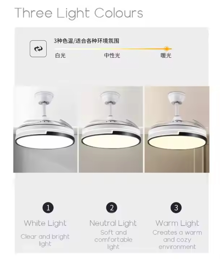 Remote Control LED Ceiling Fan Lights , Modern LED Invisible Ceiling Fan With Light