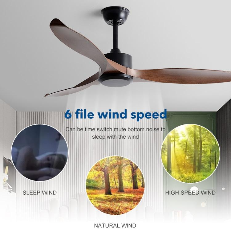 European Style DC 56 Inch 50W ABS 3 Blades Wall Control Remote Control Dimmable Led Ceiling Fan Black Fan Light