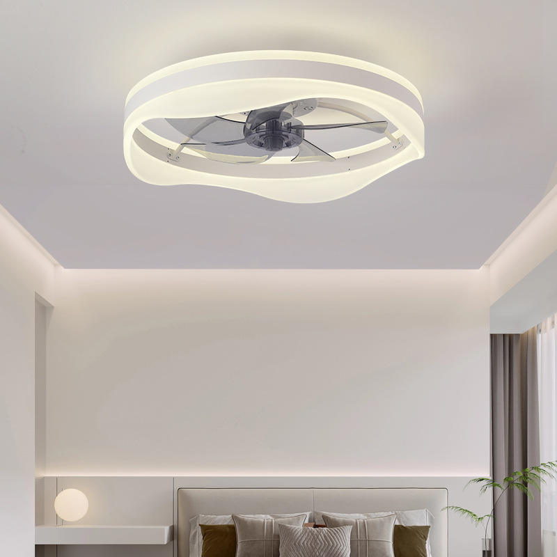Modern LED Ceiling Fan Lamp for Bedroom with Mute Frequency Conversion 110V-220V Japanese American Regulations Iron Wood Body