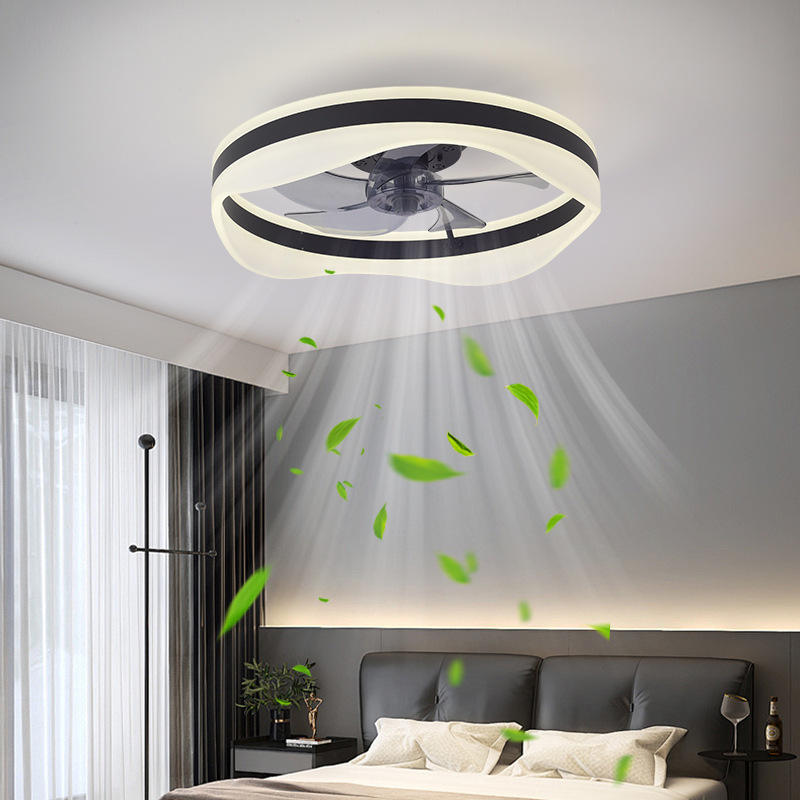 Modern LED Ceiling Fan Lamp for Bedroom with Mute Frequency Conversion 110V-220V Japanese American Regulations Iron Wood Body