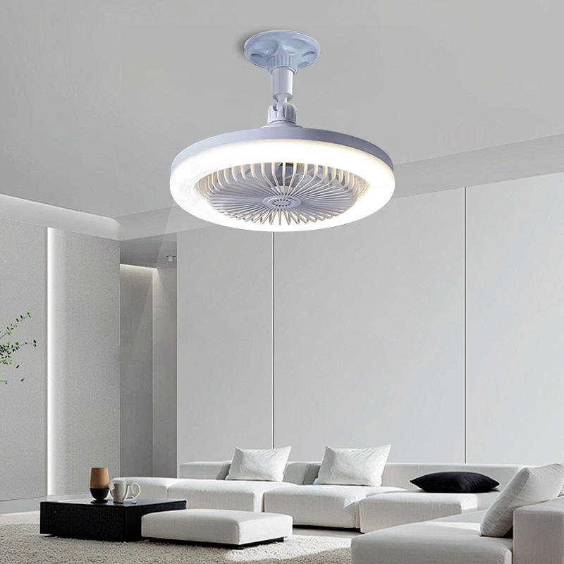 Modern Design LED Ceiling Light with Remote Control Fan E27 for Luxury Indoor Decor in Bedroom Hotel ABS Lamp Body Living Room