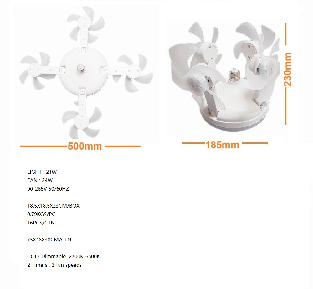Wholesale factory Intelligent Remote Control ABS Blade Ceiling Fan Foldable Drone Ceiling Fan 3 Blade