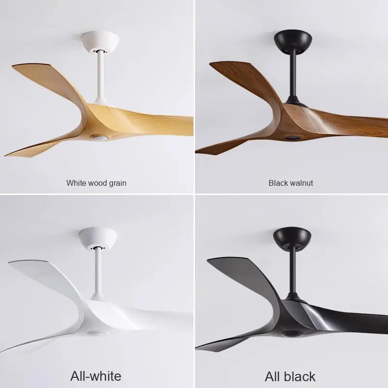 Large Modern Retro Industrial Ceiling Fan for Dining Living Room Variable Frequency Mute Remote Control Non-Light LED Plastic