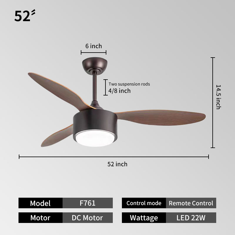 Wholesale factory Pop Style Solid Wood Ceiling Fan With DC Motor And LED Light