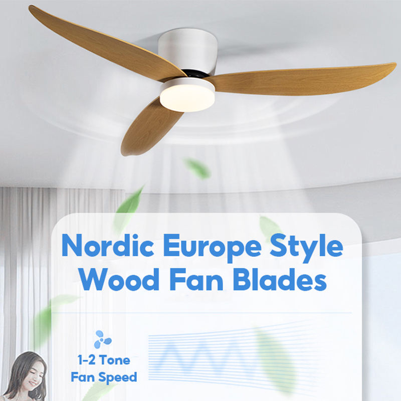 Modern American Style Remote Control Living Room Bedroom Dining Room Led Ceiling Fan Light