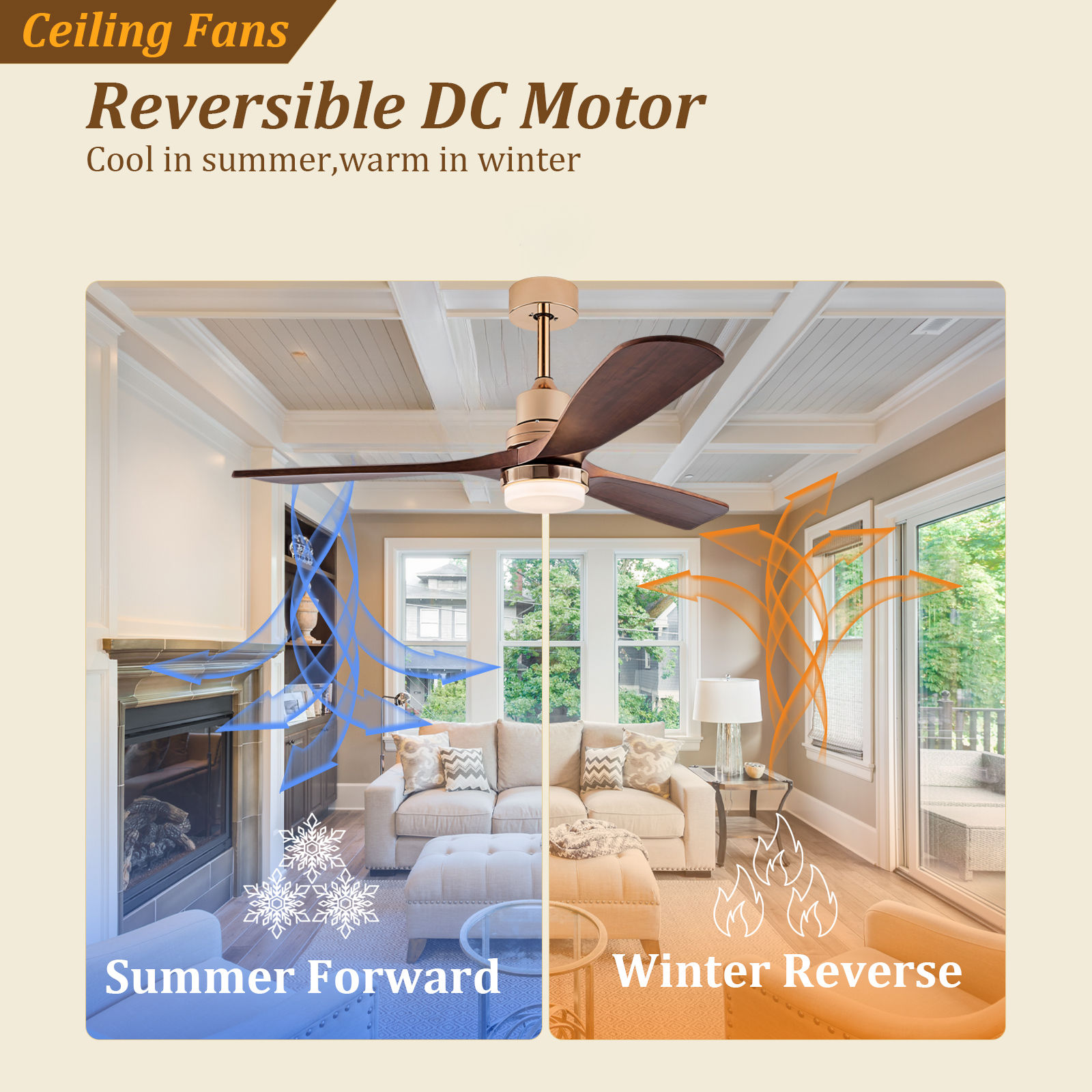 Solid Wood Leaf Ceiling Fan Remote Control Ceiling Fan With Light