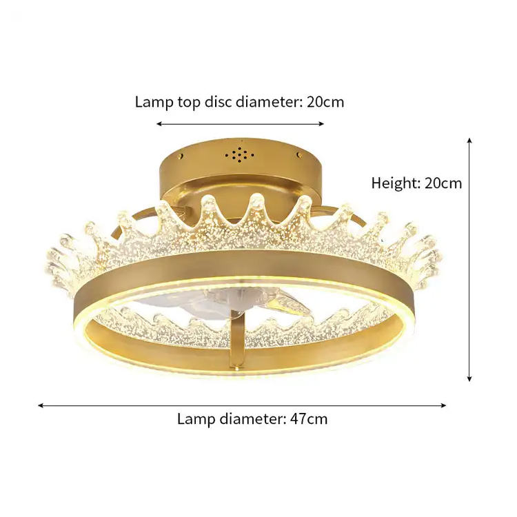 Wholesale factory Gold Round Flush Mount Ceiling Fan Light , 6 Speed Ceiling Fan With Remote