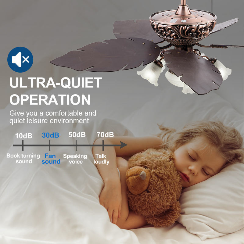 Luxury 52 Inch AC Motor Classic Ceiling Fan with Pull Chain and Remote Control 5 Blades Ceiling Fan with Light