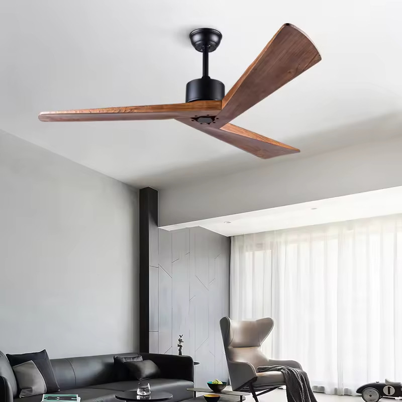 Cross Border New DC Frequency Conversion 42 Inch Ceiling Fan Nordic Modern Log Retro Fan Lamp Ventilador De Techo