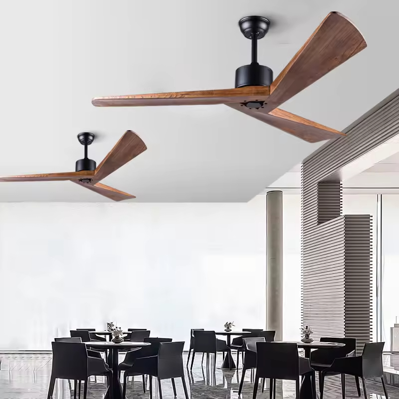 Cross Border New DC Frequency Conversion 42 Inch Ceiling Fan Nordic Modern Log Retro Fan Lamp Ventilador De Techo
