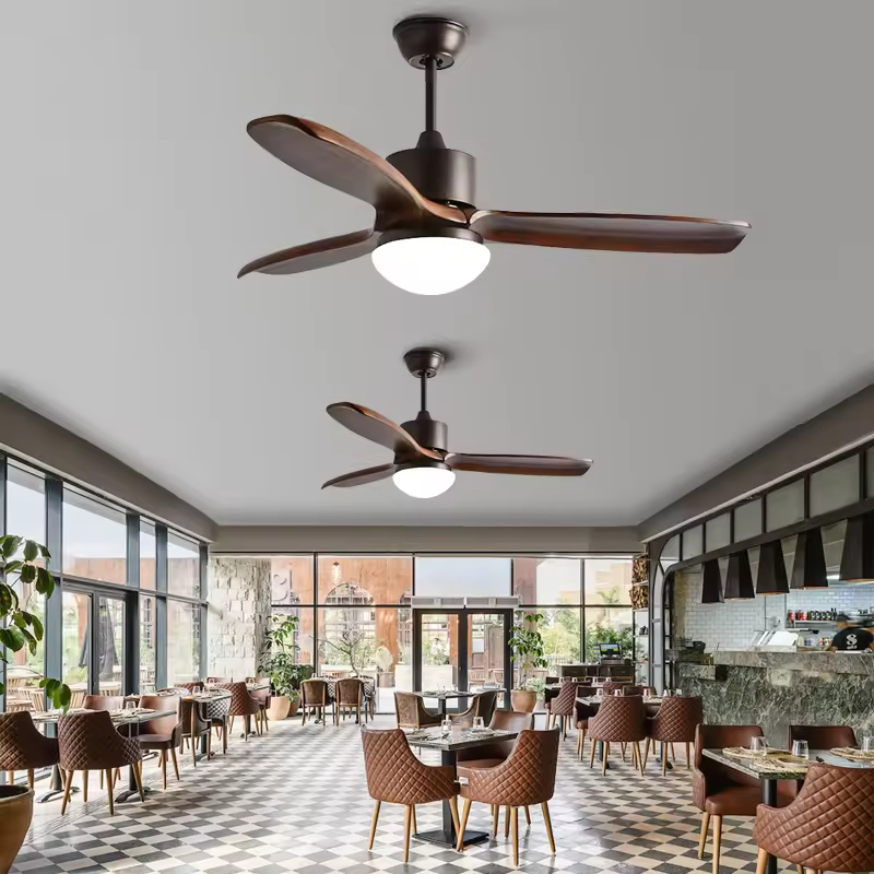 Wholesale 52 Inch Vintage Decor Wood Fan Ceiling Electric Solid Wood Blades Ceiling Fan With Ventilador De Techo Con Luz