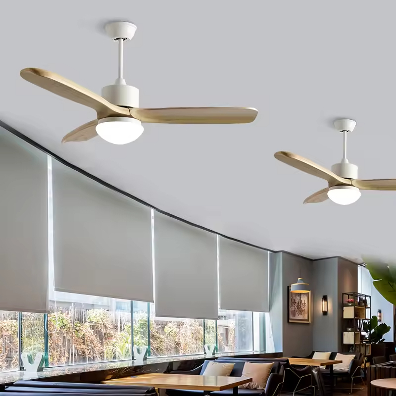 Wholesale 52 Inch Vintage Decor Wood Fan Ceiling Electric Solid Wood Blades Ceiling Fan With Ventilador De Techo Con Luz
