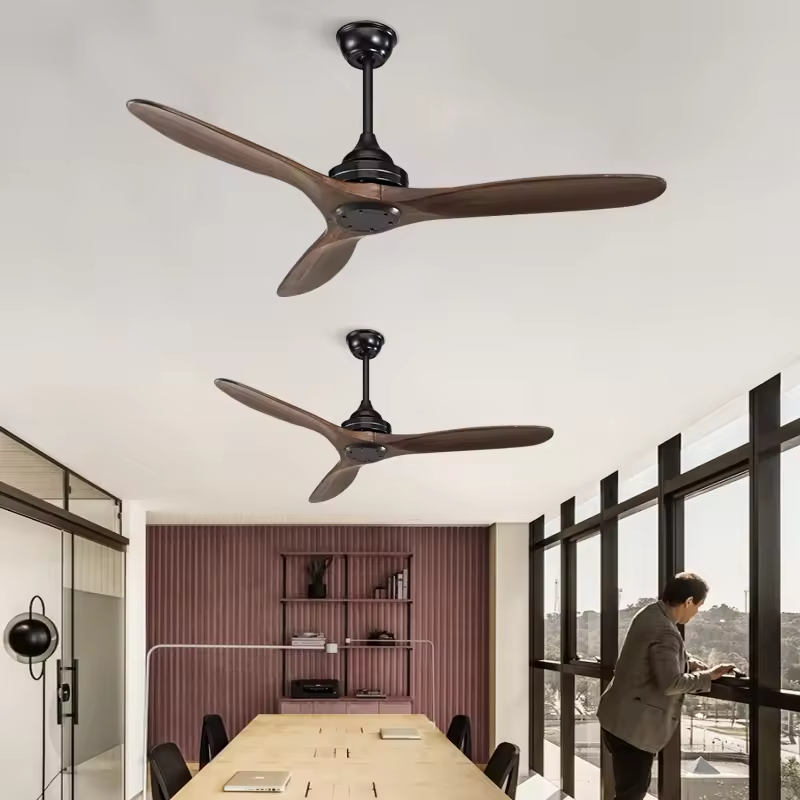 European Style 52 Inch Ceiling Fan Energy Efficiency Solid Wood Blade Ceiling Fan With Dc Motor Ventilador De Techo Con Luz