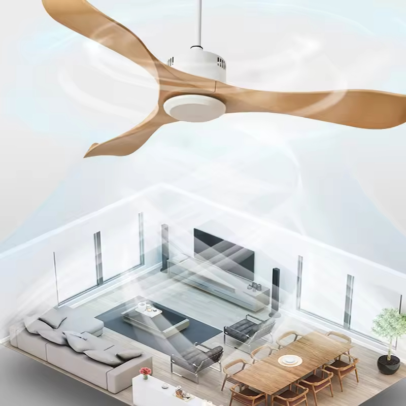 Blade DC Ceiling Fan Light Decorative Speed Control Air Conditioning ABS Plastic Brown Remote Control Ceiling Fan