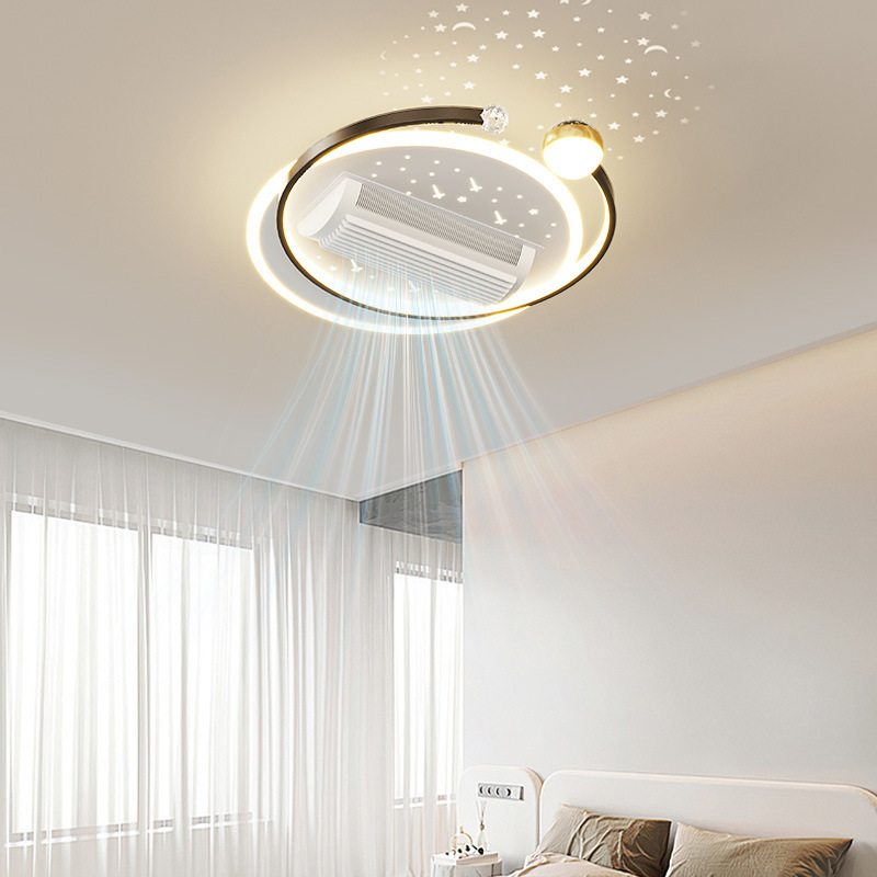Modern 220V LED Fan Light Ceiling Fan Ultrathin Bladeless Design Remote Control Iron Body Indoor