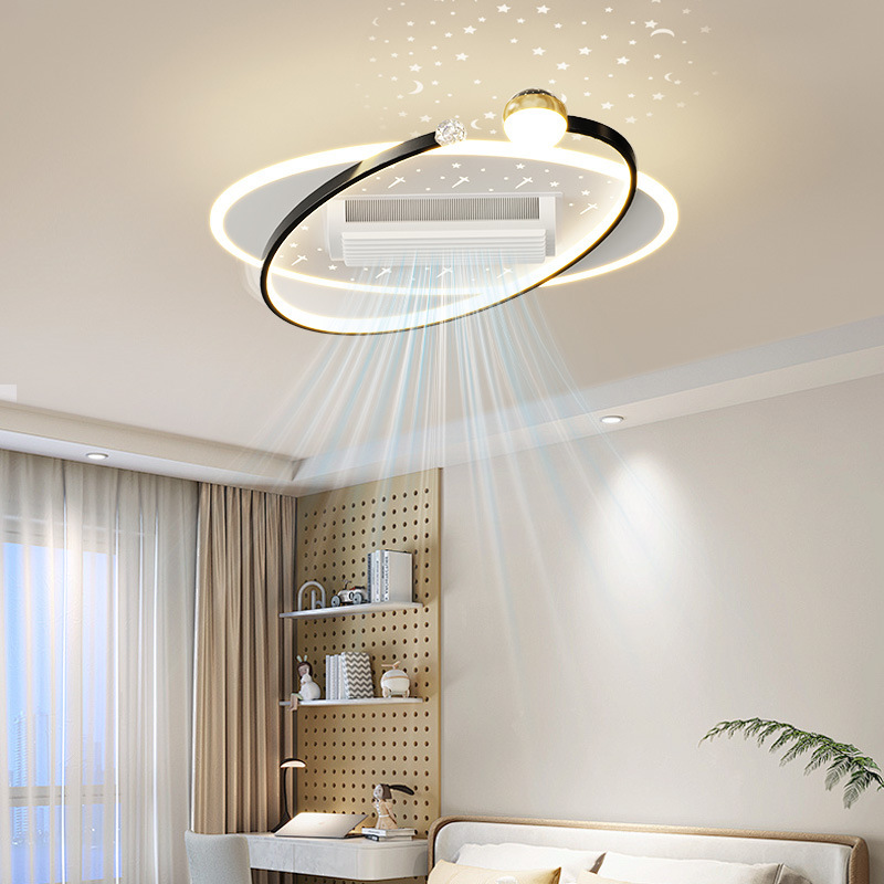 Modern 220V LED Fan Light Ceiling Fan Ultrathin Bladeless Design Remote Control Iron Body Indoor